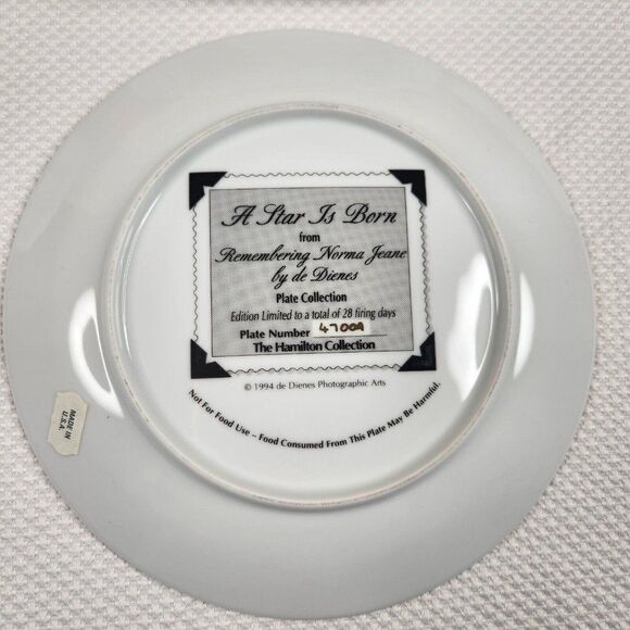Marilyn Monroe A Star Is Born Collector Plate Remembering Norma Jeane - Picture 3 of 4